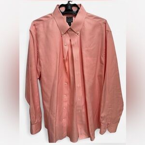 Mens Jos. A. Bank XL Coral orange plaid checkered suit button down long sleeve